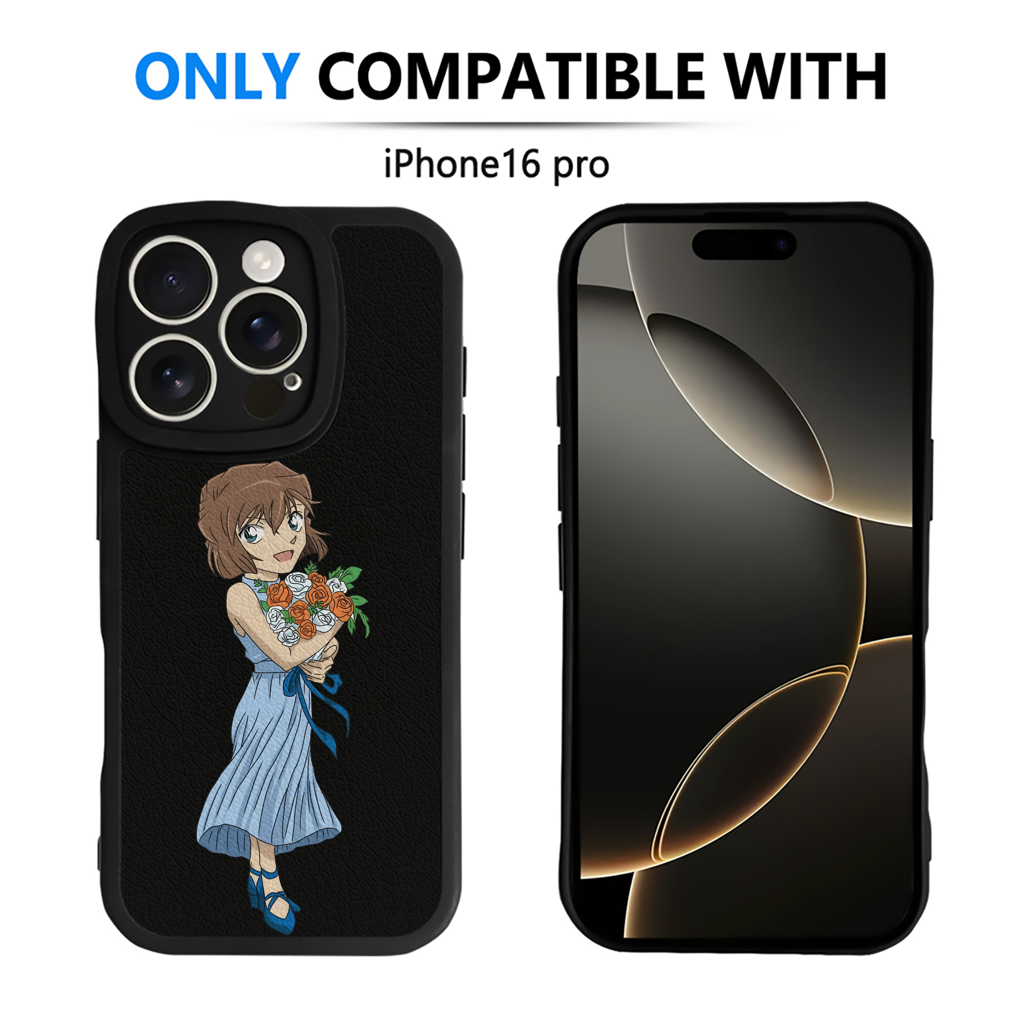 （画像用） 名探偵コナン 灰原 哀 はいばら あい Detective Conan Anita Hailey、Vi Graythorn Haibara Ai 【iPhone 16シリーズ対応】シリコンスマホケース（レザー調） 材質：シリコン